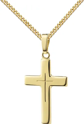 Produktbild von Kreuz Anhänger Gold 585 mit Kreuz in Kreuz in hochglanz. Mit Kette 55 cm