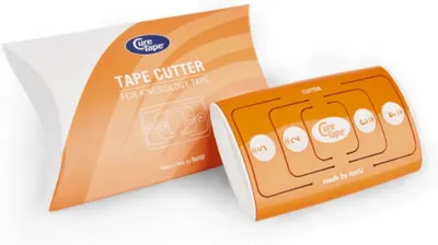 Immagine prodotto di CureTape® taglierina per kinesiotape: lo strumento ideale per tagliare il kinesiology tape | facile, preciso e pratico!