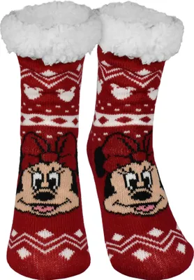 Produktbild von Disney Minnie Mouse Hüttensocken - Haussocken für Damen Kuschelsocken Flauschige Wintersocken warme Frauen Socken Rot 35-38