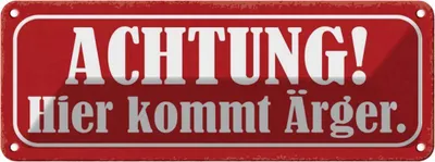 Produktbild von vianmo Blechschild 10x27 cm Achtung hier kommt Ärger Dekoration Spruch Zitat