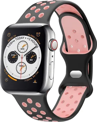 Produktbild von Strap-it Apple Watch Sportarmband (Schwarz/Pink)