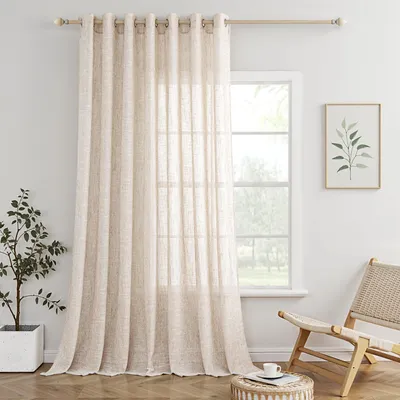 Voile-Gardine 300x225 cm, natur, lichtdurchlässig, 1 Paneel