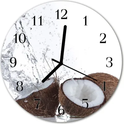 Produktbild von Glasuhr Wanduhr Küchenuhr Echt-Glas 30fi cm Kokosnüsse weiß