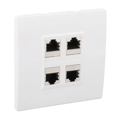 Zdjęcie produktu dla Płyta ścienna Cat 6 Ethernet, 4-portowe gniazdo-gniazdo, zapobiega bałaganowi, płyta ścienna internetowa dla CAT5, CAT5E, CAT6, CAT6A