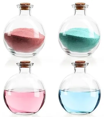 Produktbild von VOUS Runde Klare Glasflaschen (4 Stück) mit Korken