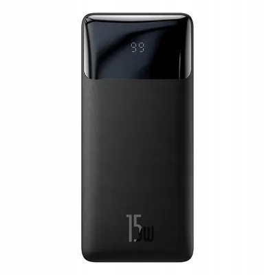 Image de Baseus Bipow Banque d'énergie à charge rapide 20000mAh 15W noir (Overseas Edition) + câble USB-A - Micro USB 0,25m noir (PPBD050101)