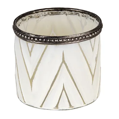 Image de Clayre & Eef Bougeoir Ø 8x7 cm Blanc Verre