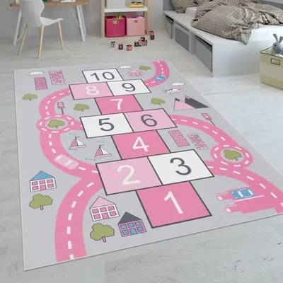 Produktbild von Kinder-Teppiche, Kurzflor-Teppiche für Kinderzimmer mit vers. Designs Spielteppiche Bunt Grösse 80x150 cm