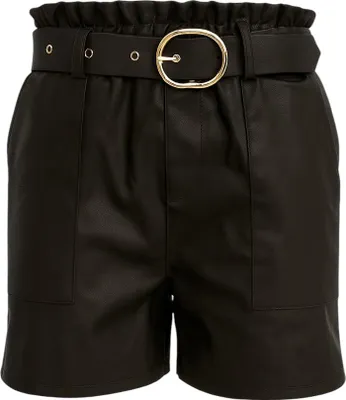 Produktbild von 402_Shorts aus Kunstleder mit Gürtel Schwarz
