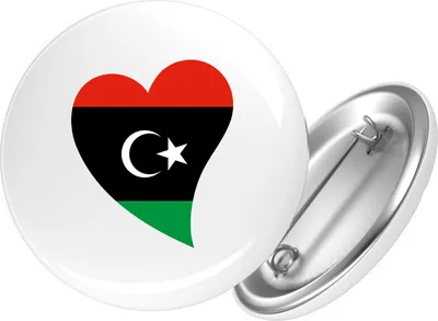 Produktbild von Huuraa Button Libyen Flagge Herz 25mm rund mit Sicherheitsnadel Ansteckbutton Geschenkidee