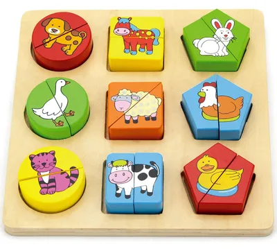 Produktbild von Viga Toys - Holz- Formenpuzzle - Bauernhoftiere