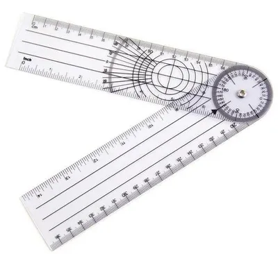 Obrázek produktu pro Goniometr lékařský - plastový - 21,5 x 5 cm - úhloměr - lékařský měřicí přístroj