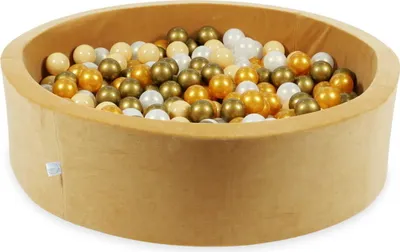 Produktbild von Bällebad 110x30 Samtig weich Carmel – Mit 400 Bällen / Beige, Altgold, Gold, Meerjungfraueneffekt
