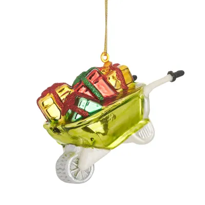 Produktbild von Grüne Schubkarre mit Geschenken Weihnachtskugel - Sass & Belle