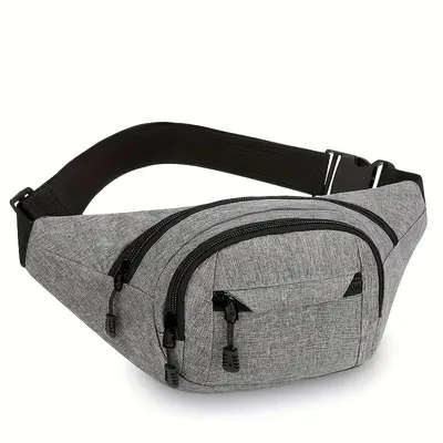 Produktbild von Herren-Nylon-Bauchtasche mit verstellbarem Gurt, mehreren Taschen & Schulterriemen