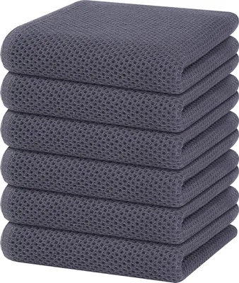 Produktbild von 6 Stück Geschirrtücher 100 % Baumwolle Waffelgewebe,34cm*74cm,Grau