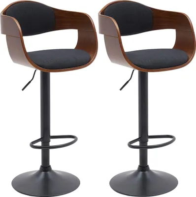 Produktbild von 2er Set Barhocker Kingston B Stoff - walnuss/schwarz