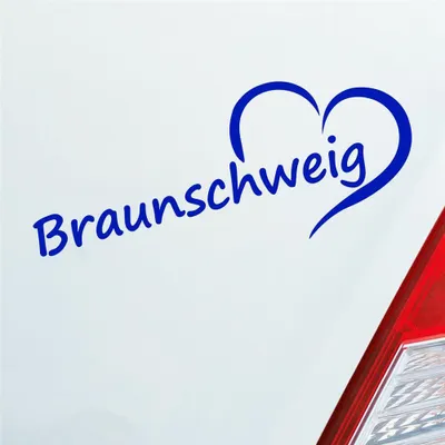 Produktbild von Auto Aufkleber Braunschweig Herz Stadt City Liebe Love 19,5x8 cm Dunkelblau Sticker Heckscheibenaufkleber