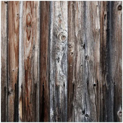 Produktbild von Wallario Premium Glasbild, freischwebende Optik, kräftige Farben, Größe 30 x 30 cm Motiv Alte Holzwand - Holzplanken in grau und braun