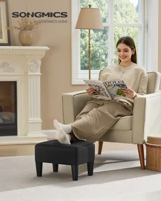 Produktbild von SONGMICS Sitzhocker, Fußhocker, Leinenimitat, Hocker, dicke Polsterung, bis 150 kg belastbar, für Wohnzimmer Schlafzimmer Eingangsbereich