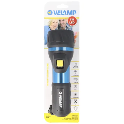 Produktbild von LED-Taschenlampe High Power LED mit 110 Lumen, 3W, wasser- und stoßfest, inklusive Batterien 2x D