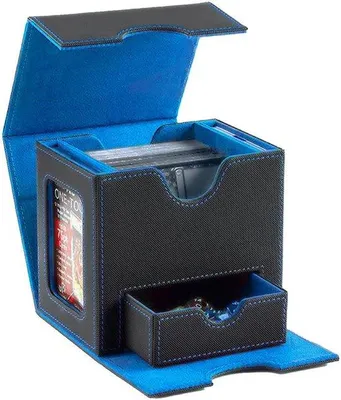 Produktbild von Kaarthoes-Opbergdoos, dubbellaags, voor meer dan 100 kaarten, zwart/blauw, voor Magic-kaarten.