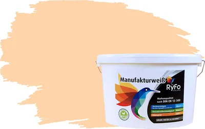 Produktbild von RyFo Colors Bunte Wandfarbe Manufakturweiß Crèmeorange 10l - weitere Orange Farbtöne und Größen erhältlich, Deckkraft Klasse 1, Nassabrieb Klasse 1
