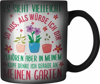 Produktbild von Trendation -  Gärtnerin Geschenk Farbwechsel Zauber-Tasse mit Spruch für Garten Hobbygärtnerin Geschenkidee Gärtner (Schwarz)