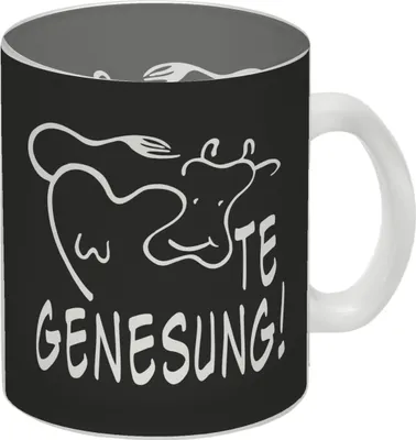 Produktbild von KUHte Genesung Glas Tasse mit Kuh Motiv in schwarz