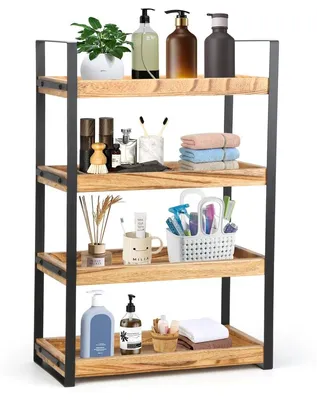 Immagine prodotto di Scaffale da bagno in piedi - Legno - 4 livelli - 33 x 17 x 50 cm - Struttura in metallo