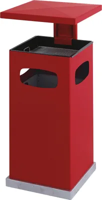 Produktbild von Ascher-Papierkorb mit abnehmbarem Dach 70 Liter - Rot