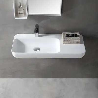 Produktbild von Wandwaschbecken Aufsatzbecken TWG202 - Mineralguss - Weiß matt - 90 x 40 x 12 cm