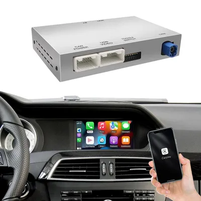 Produktbild von AUTOABC CarPlay Android Auto Interface Mercedes NTG4.5/4.7 (5,8"/7") – A/B/C/E/CLA/CLS/GLK/ML/GL/SL/SLK – Plug & Play OEM Look