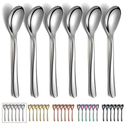 Imagen del producto de 6 cucharaditas de acero inoxidable, 14 cm, para café