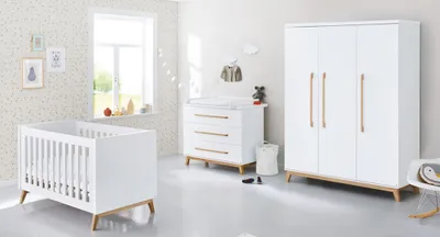 Produktbild von Babyzimmer Set mit inkl. Wickeltischaufsatz abnehmbar RIJEKA-134 in weiß edelmatt