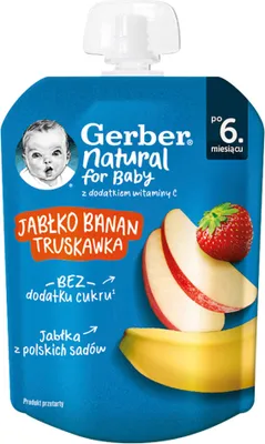 Zdjęcie produktu dla Gerber Jabłko Banan Truskawka Po 6. Miesiącu 80 G
