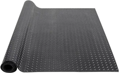 Obrázok produktu pre Podlahová rohož z plastu, vzor "diamant", 122x244 cm - materiál SBR - ideálna do garáží, športovísk a dielní - odolná proti trhlinám - ľahko sa čistí