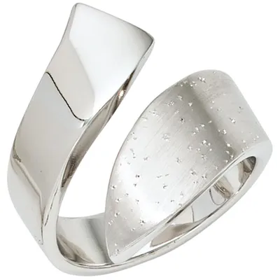 Produktbild von Ring Damenring 925 Silber rhodiniert teilmattiert mit Glitzereffekt Innenumfang 54mm Ø17.2mm