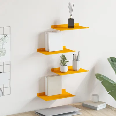 Immagine prodotto di Maison Exclusive - Set di 4 mensole sospese giallo senape 30 x 18 x 2,5 cm in acciaio