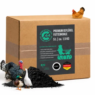 Produktbild von Futterkohle für Hühner & Geflügel - 5L | EBC-e Premium-Kohle Unterstützung für Darmflora, Nährstoffaufnahme & Stallhygiene - C44-Zittau