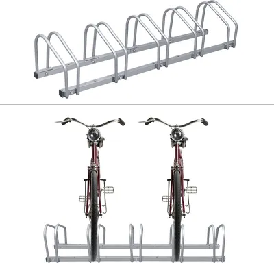Obrázok produktu pre Wolketon Stojan na bicykel pre 5 bicyklovStojan na bicykel Držiak na bicykel s viacerými stojanmi na bicykle MTB