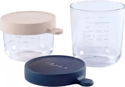 Image de Beaba Set de 2 récipients-portions en verre de haute qualité (150 ml rose / 250 ml bleu foncé) ; 912654