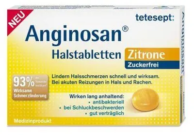Produktbild von Tetesept Anginosan Halstabletten zuckerfrei Zitro. 20 St