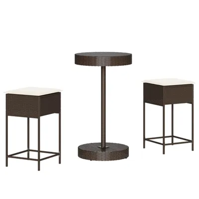 Immagine prodotto di vidaXL Set da bar da giardino in 3 pezzi con cuscini in rattan marrone