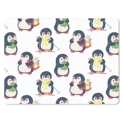 Produktbild von MuchoWow® Mauspad Mousepad Pinguin - Ski - Winter - Kind - Muster 23x19 cm - Mousepads - Maus Mat - Pad - Mausunterlage - Schreibtischunterlage - Mauspad