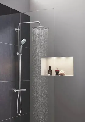 Produktbild von WEBO Euphoria Regendusche Set Komplett | Thermostatarmatur aus Messing | Air-Flow & Clean Technologie | Gebürstetes Chrom | Verstellbare Kopf- & Han