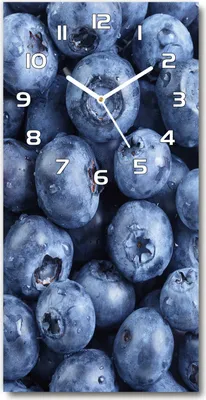 Produktbild von Wanduhr aus Glas – 30x60 cm - Glasbild - Glasuhr - Gehärtetes Glas -Blaubeeren