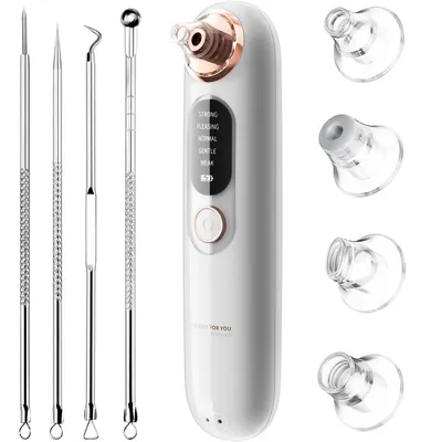 Produktbild von Mitesserentferner mit 5 Modi & 4 Saugspitzen, Elektrischer Porenreiniger für Tiefenreinigung,für alle Hauttypen,Entfernung von Mitessern, Akne
