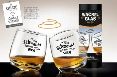 Produktbild von Wackelglas -Wer schwankt hat mehr vom Weg- 2er-Set im Geschenkkarton