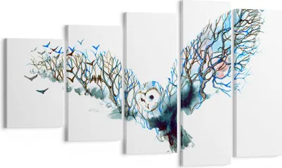 Produktbild von Bild auf Leinwand - Leinwandbild - Eule wild Wald Flug - 100x60cm - Wand Bild - Wanddeko - Leinwanddruck - Bilder - Kunstdruck - Wanddekoration - Leinwand bilder - Wandkunst - EG100x60-3122